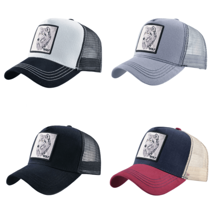 Trucker Cap Mesh - Wolf Patch Embroidery Mesh Baseball Cap